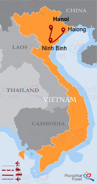 North Vietnam 4 Days Excursion Trip Planner Map