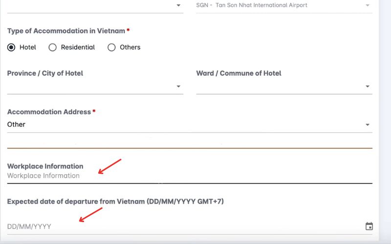9a. Provide workplace information and expected departure date