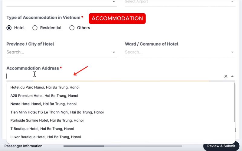 9. Enter your accommodation address