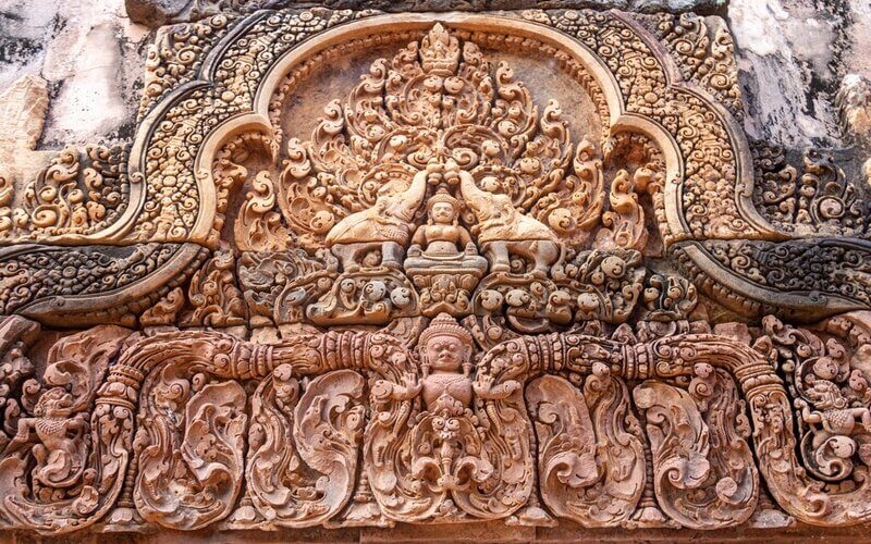 Banteay Srei's intricately carved walls earned it the name the Jewel of Kmer art