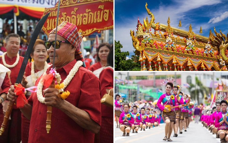 Colorful street parades bring energy and tradition to the Rocket Festival atmosphere