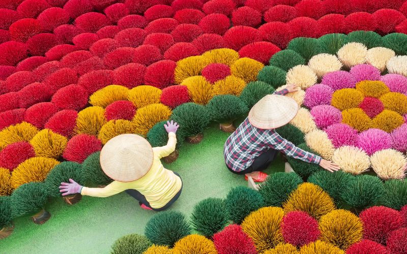 Colorful incense in Thuy Xuan Village