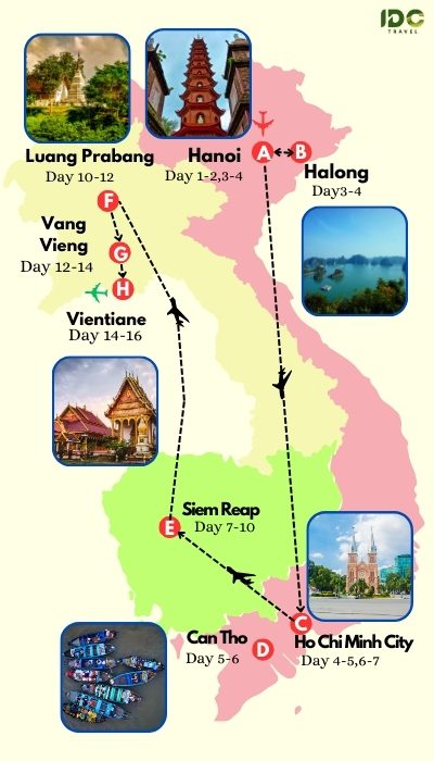 Combined Circuit of Vietnam - Cambodia - Laos in 16 Days