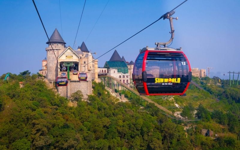 Ride cable cars in Ba Na Hills