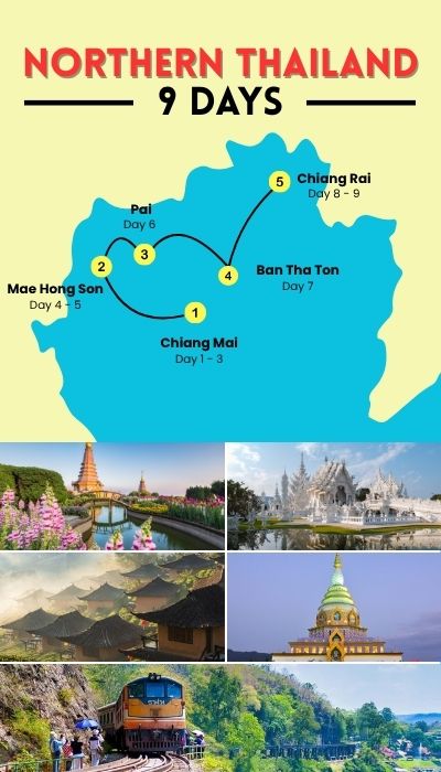 9-day itinerary to northern Thailand pass by Chiang Mai, Pai, Mae Hong Son, and Chiang Rai