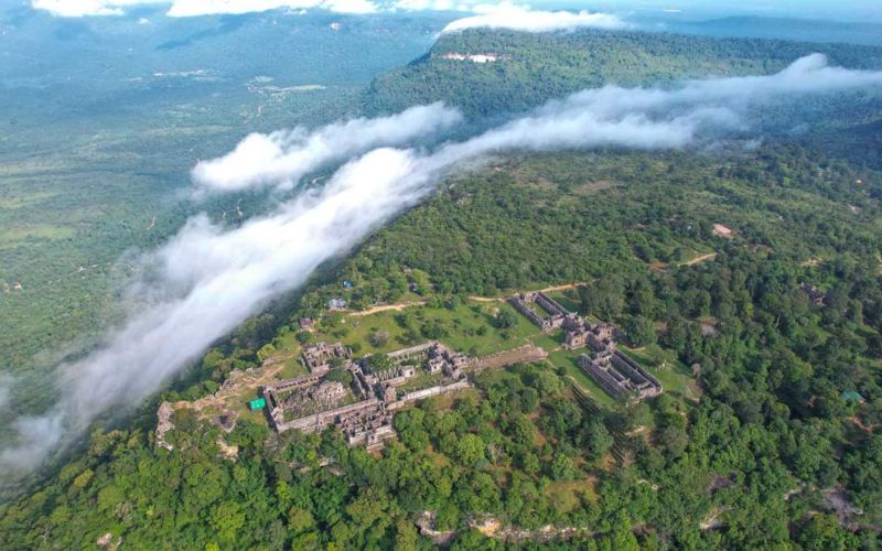 Panoramic view of Preah Vihear Temple and the territory of Cambodia from above