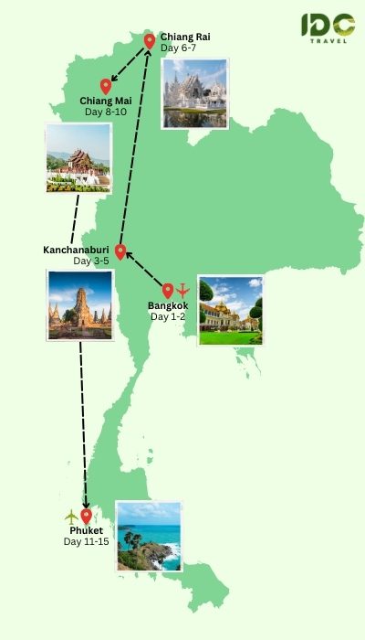 Exploration from the Mountain to the Ocean during 15 days in Thailand