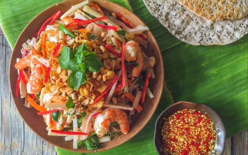 Fresh lotus sprouts mixed with shrimp and meat