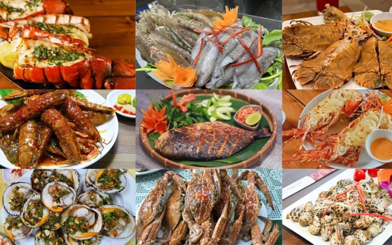 A colorful spread of grilled oysters, steamed clams, mantis shrimp,.., a must-try dining experience for seafood lovers visiting the island.