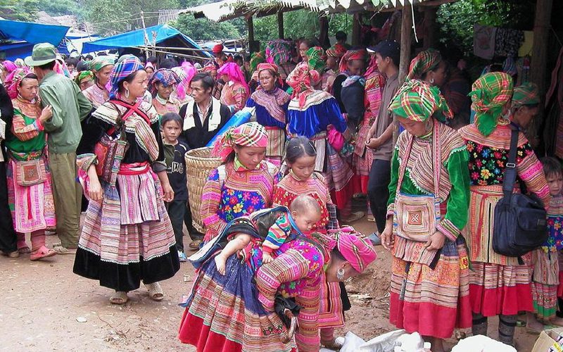 Hmong people in their traditional costume