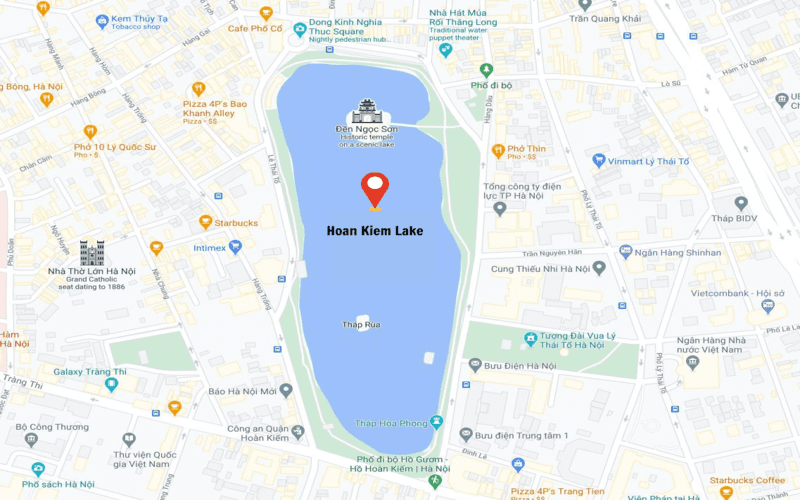 Hoan Kiem Lake is in the center of Hanoi