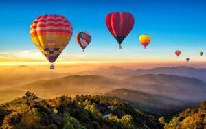 Hot air balloons overlooking Chiang Mai