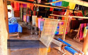 Hand weaving in Laos