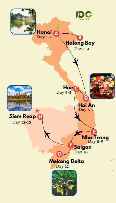 Ideal Destinations in Vietnam and Cambodia in 15 Days