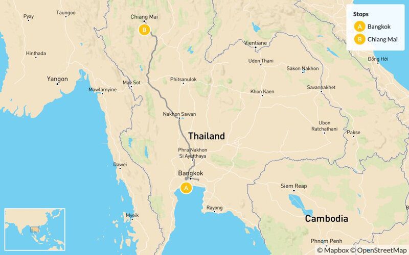 6 Days Thailand Temple Tour to Bangkok & Chiang Rai Trip Planner Map