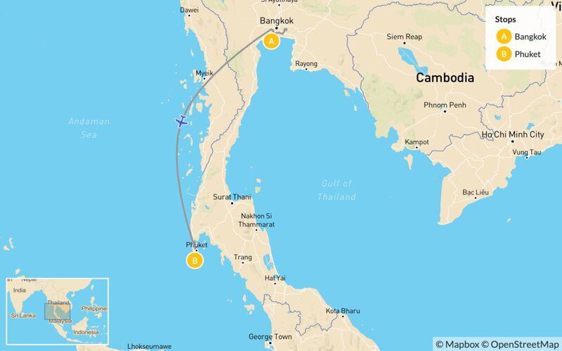 6 Days Thailand Tour Discovery to Bangkok & Phuket Trip Planner Map