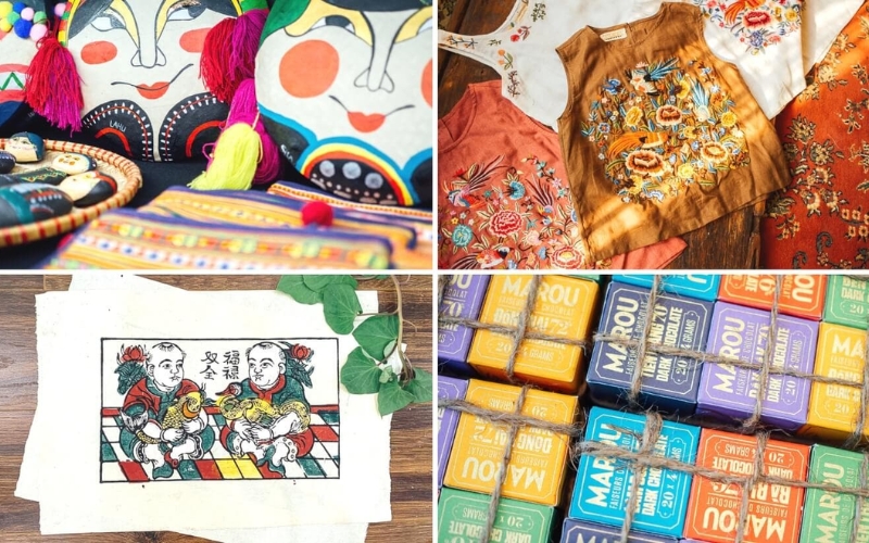 From hand-painted tribal masks and embroidered garments to Dong Ho folk paintings and locally made Marou chocolate, the Old Quarter’s handicraft shops offer a colorful mix of culture, creativity, and gift-worthy finds.
