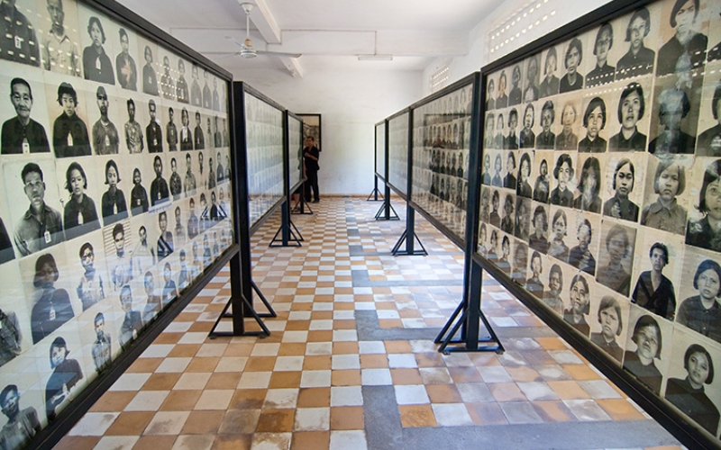 The exhibition room of portraits of innocent people who were killed in the past