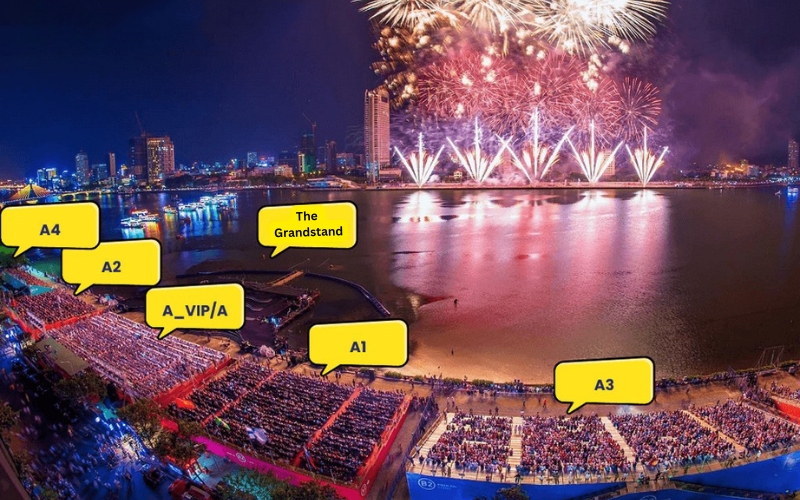 The grandstand seating layout for fireworks show