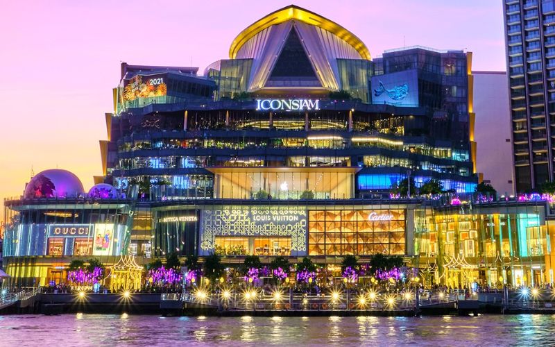 ICONSIAM shopping mall along the Chao Phraya River in Bangkok, showcasing modern architecture and luxury shopping by the waterfront