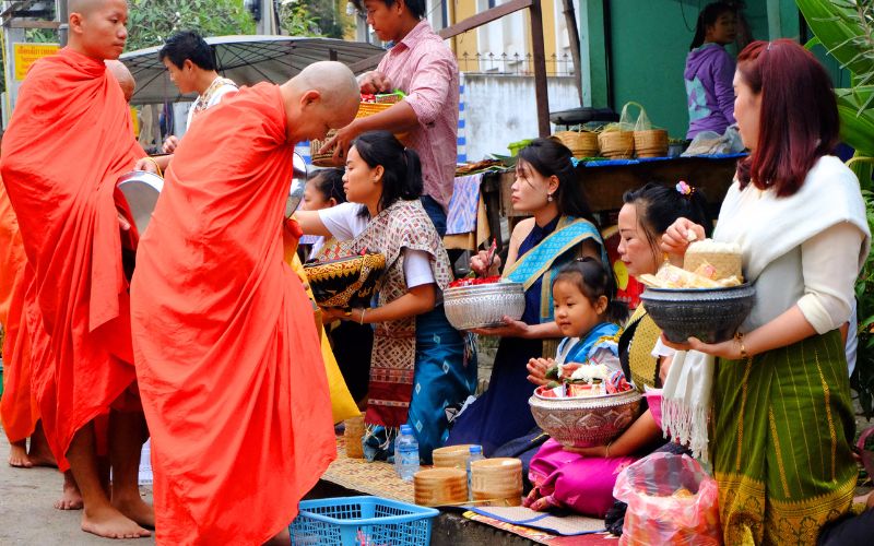 The procession of Bonzes in the early morning