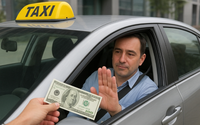 Cambodia Money Guide: Taxi driver refusing large denomination USD bill (100 USD). Avoid using big bills for small transactions.