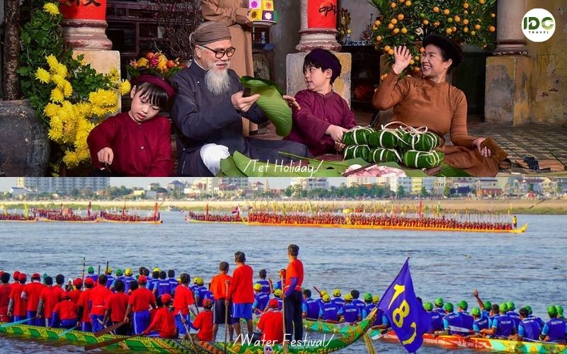 Tet holiday in Vietnam and Water Festival in Cambodia