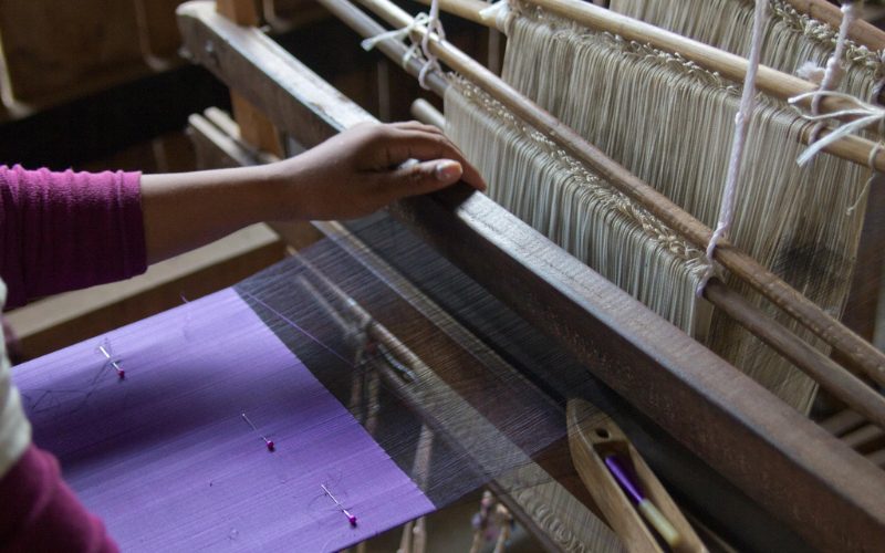 Traditional weaving in Santuk Silk Farm