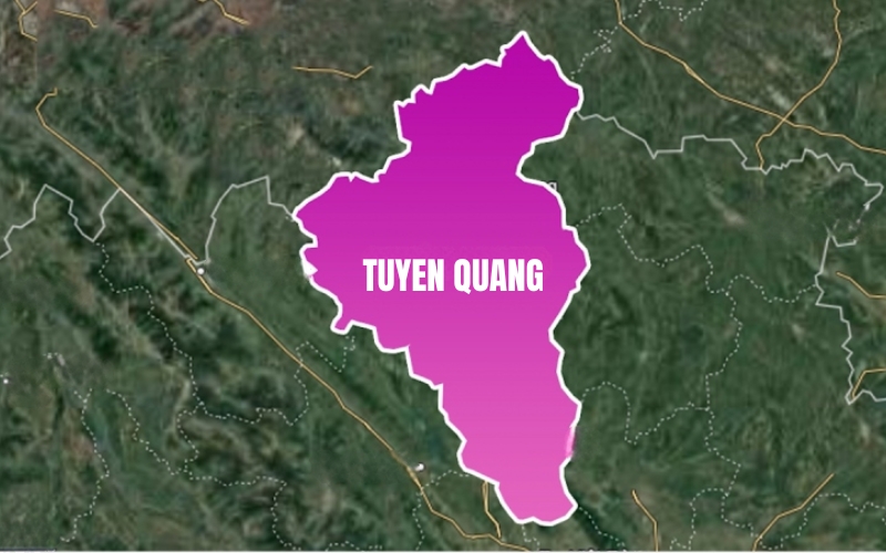 Map of the newly merged Tuyen Quang – Ha Giang province in Northeastern Vietnam, showing its expanded territory after the 2025 unification.