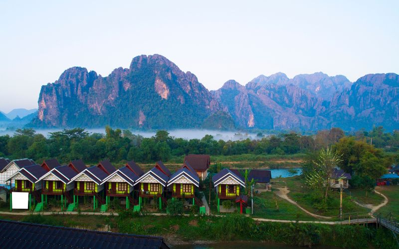 Panoramic view of Vang Vieng