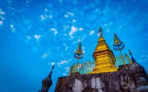 Wat Chomsi shrine at the top of Mount Phousi