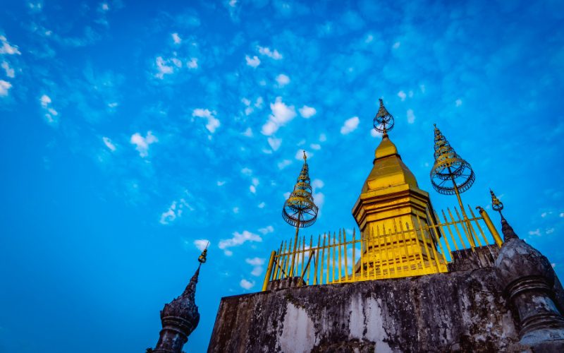 Wat Chomsi shrine at the top of Mount Phousi